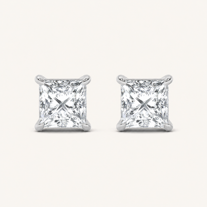 2CT Princess Cut Lab Grown Diamond Stud Earrings