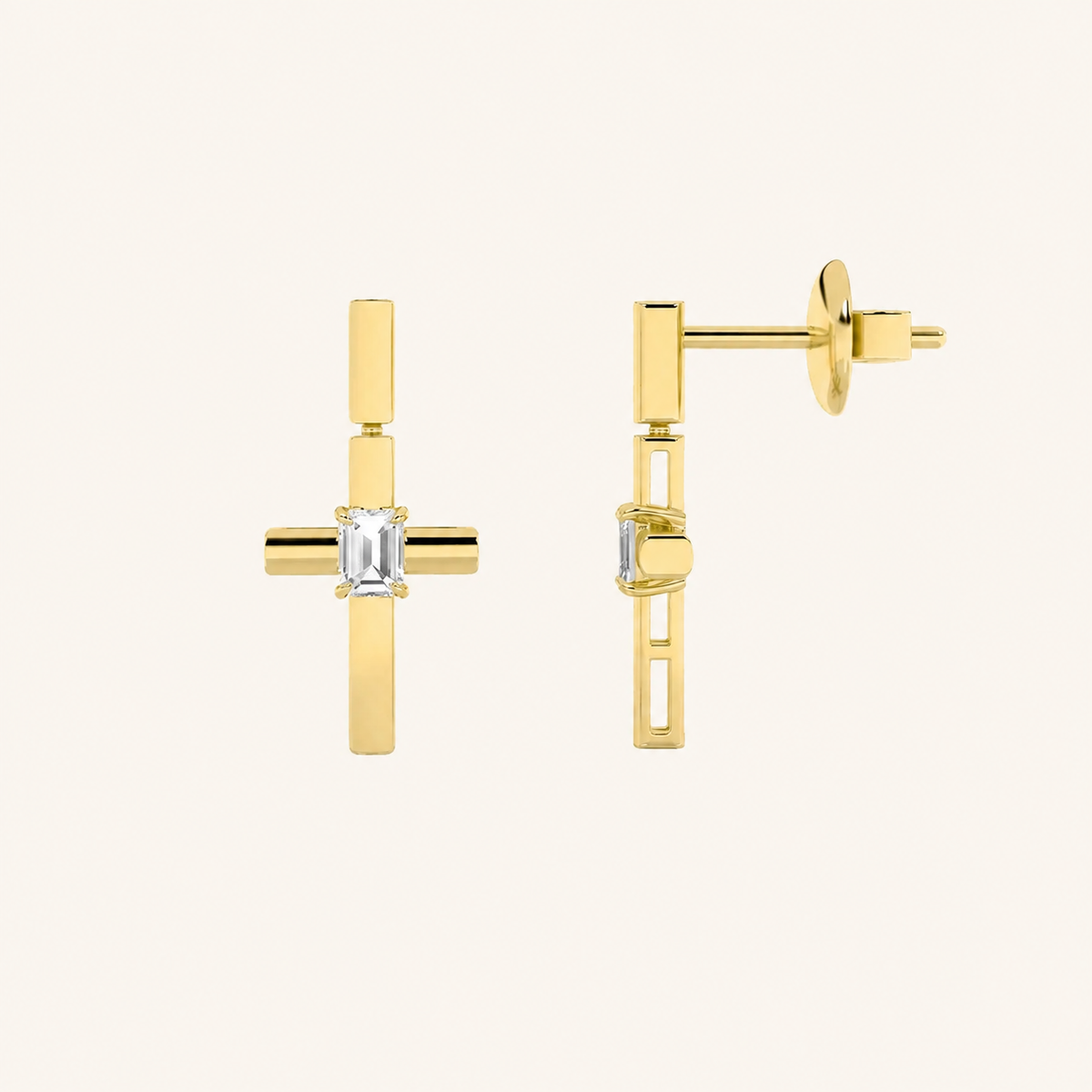 0.5CT Emerald Cut Lab Grown Diamond Cross Earrings
