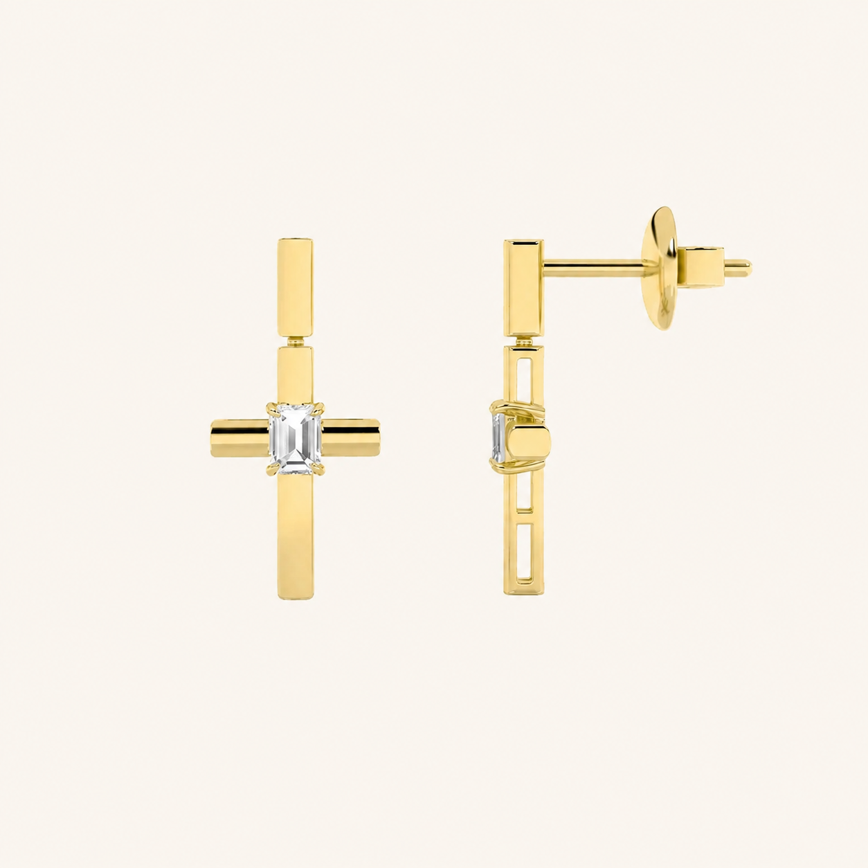 0.5CT Emerald Cut Lab Grown Diamond Cross Earrings