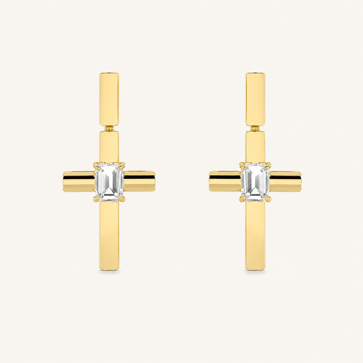 0.5CT Emerald Cut Lab Grown Diamond Cross Earrings