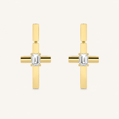 0.5CT Emerald Cut Lab Grown Diamond Cross Earrings
