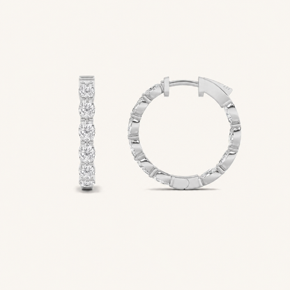 4CT Oval Cut Lab Grown Diamond InsideOut Hoop Earrings