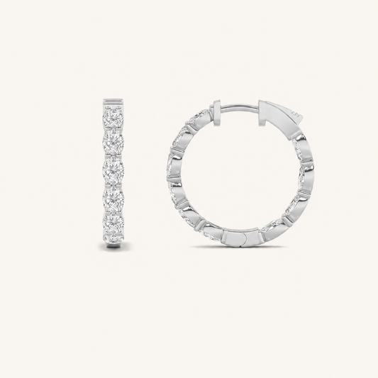 4CT Oval Cut Lab Grown Diamond InsideOut Hoop Earrings