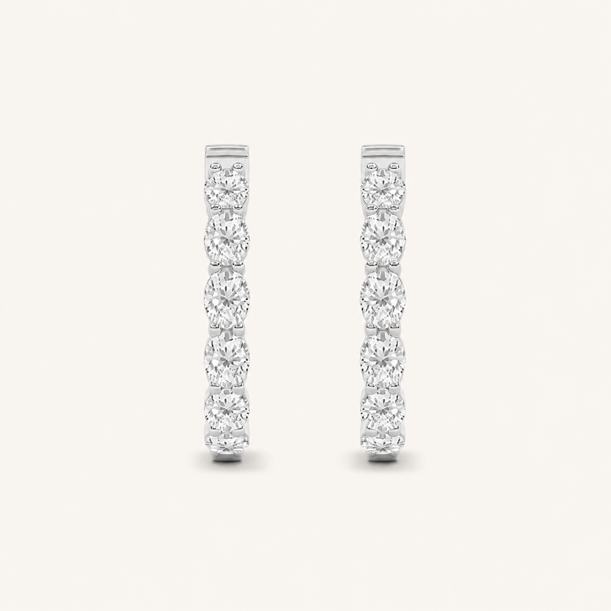 4CT Oval Cut Lab Grown Diamond InsideOut Hoop Earrings