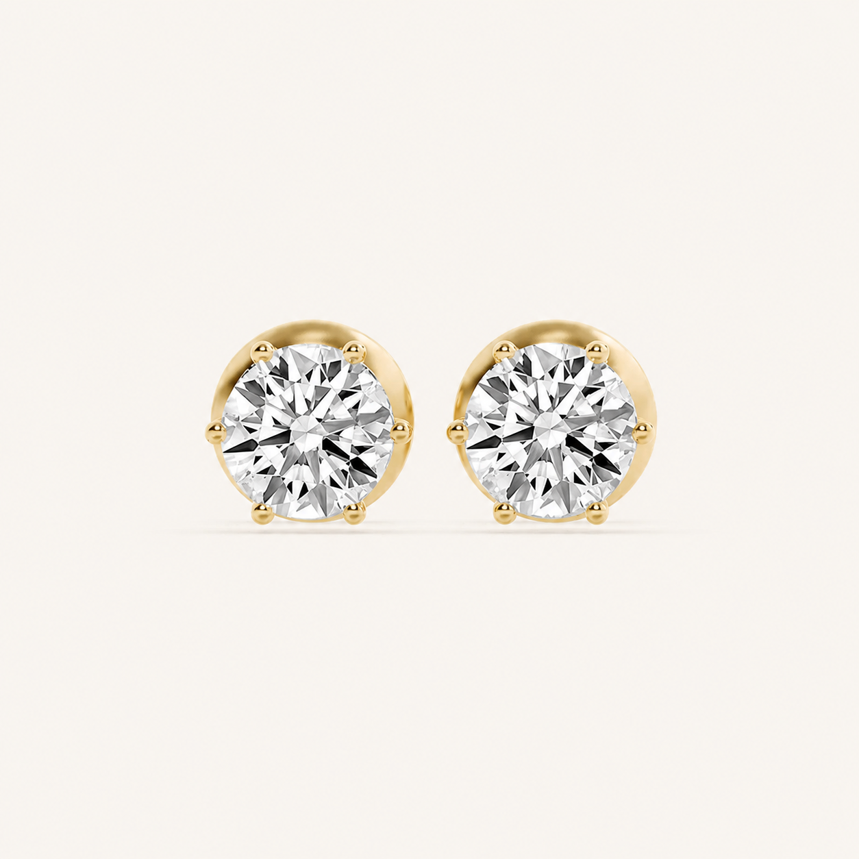 3CT Round Cut Lab Grown Diamond Hidden Halo Stud Earrings