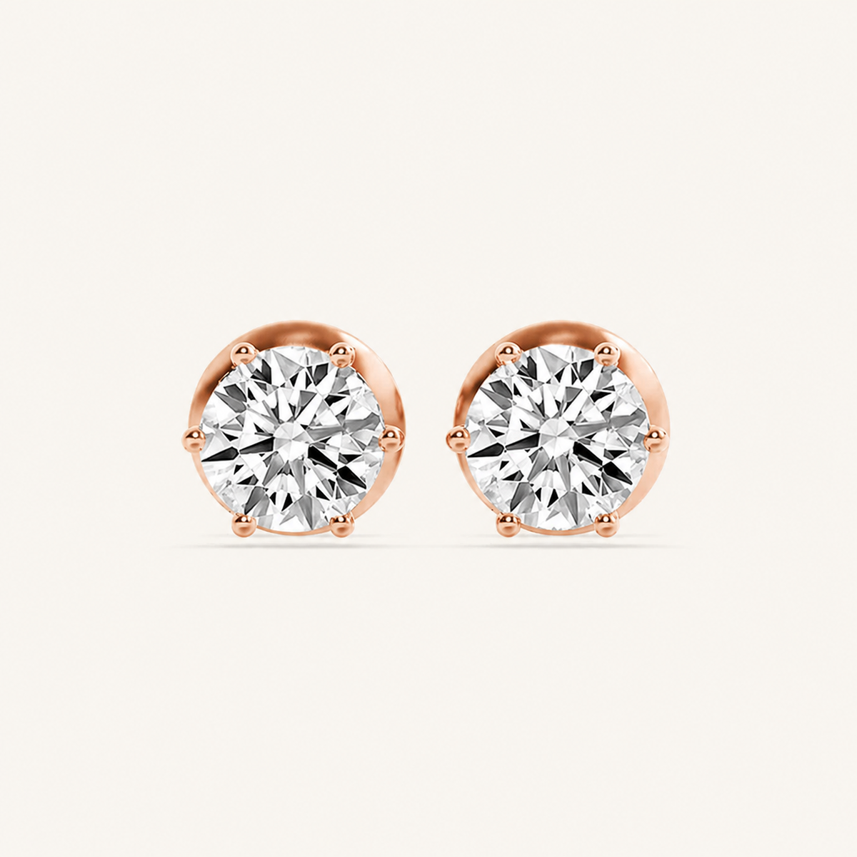 3CT Round Cut Lab Grown Diamond Hidden Halo Stud Earrings