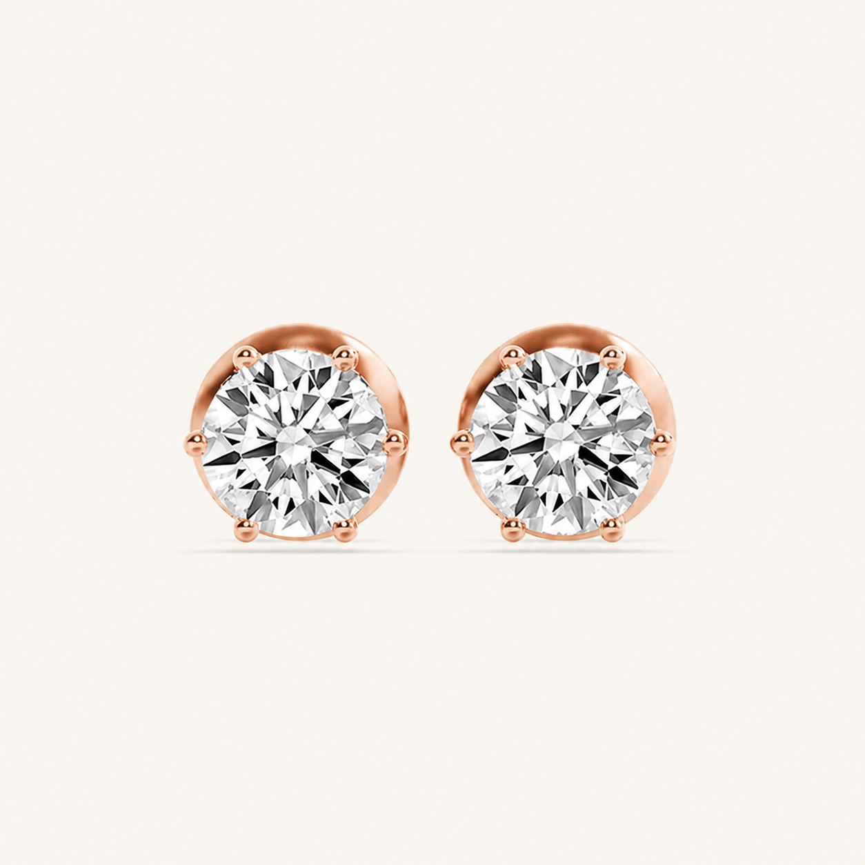 3CT Round Cut Lab Grown Diamond Hidden Halo Stud Earrings