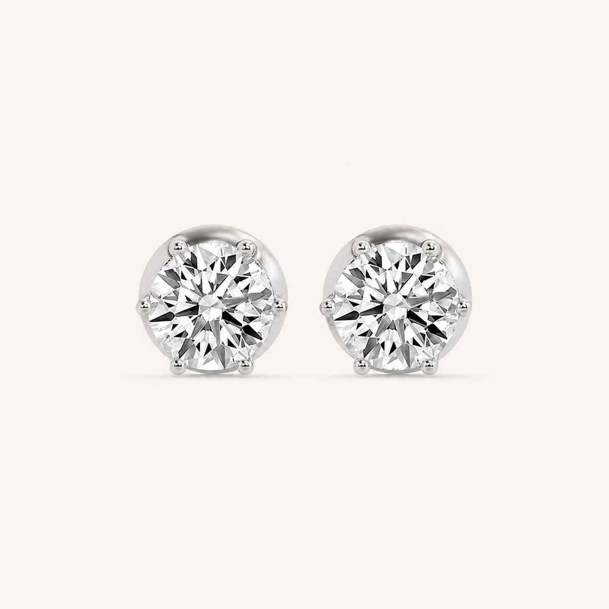 3CT Round Cut Lab Grown Diamond Hidden Halo Stud Earrings