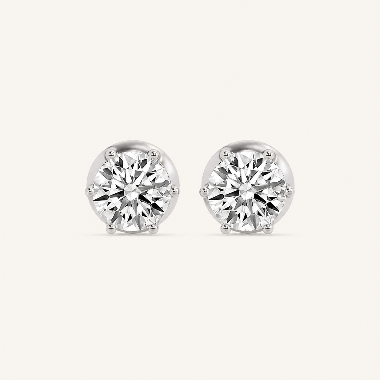 3CT Round Cut Lab Grown Diamond Hidden Halo Stud Earrings