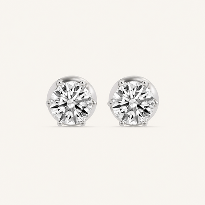 3CT Round Cut Lab Grown Diamond Hidden Halo Stud Earrings