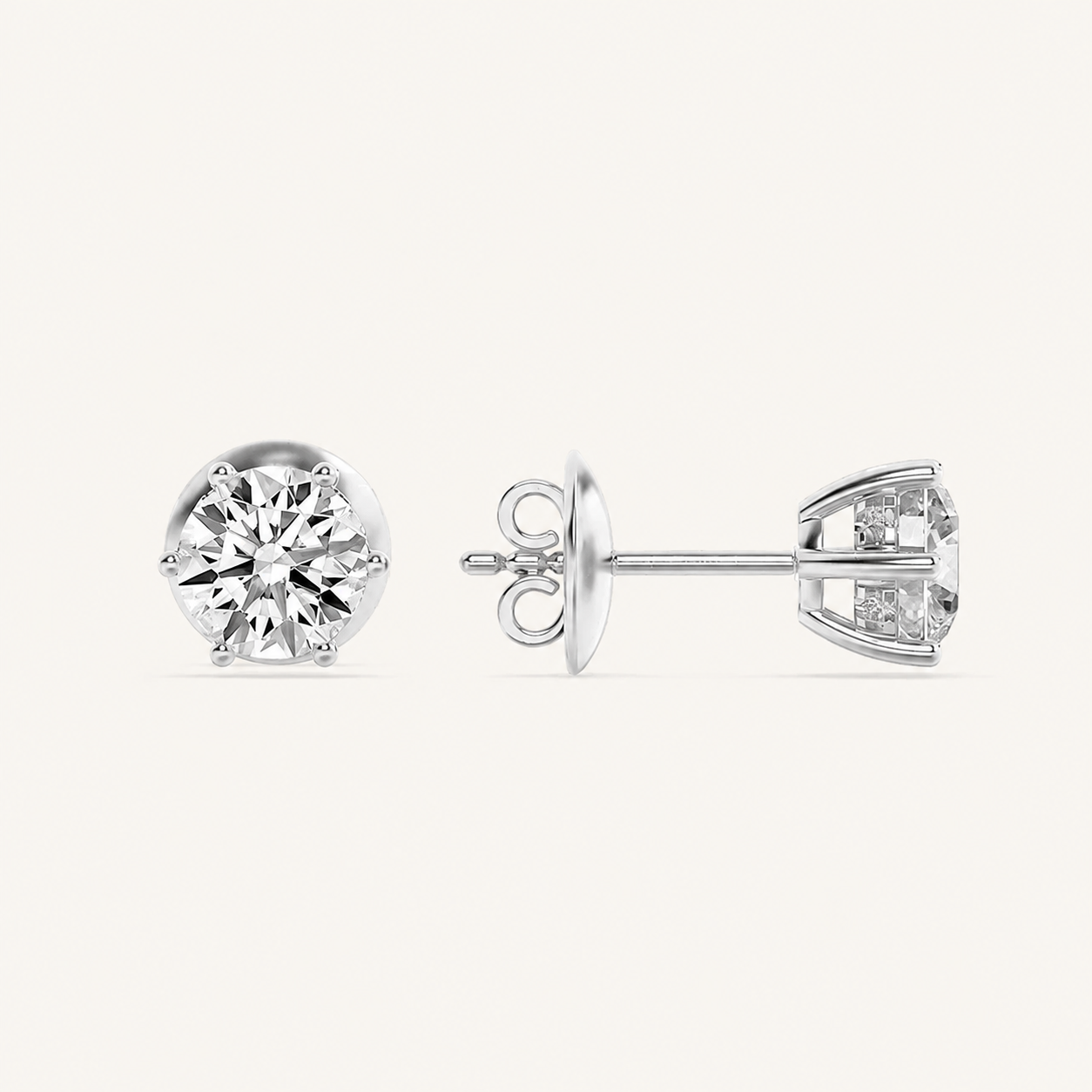 3CT Round Cut Lab Grown Diamond Hidden Halo Stud Earrings