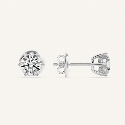 3CT Round Cut Lab Grown Diamond Hidden Halo Stud Earrings