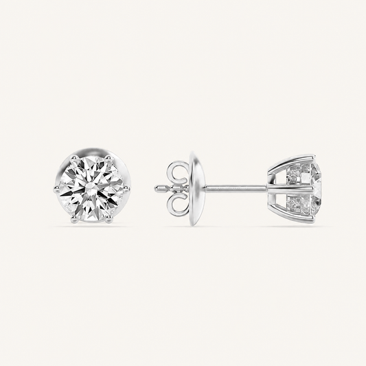 3CT Round Cut Lab Grown Diamond Hidden Halo Stud Earrings