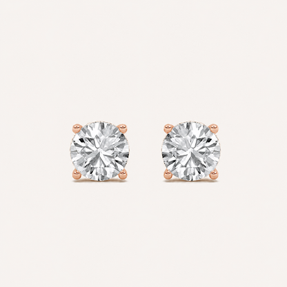 2CT Round Cut Lab Grown Diamond Hidden Halo Stud Earrings