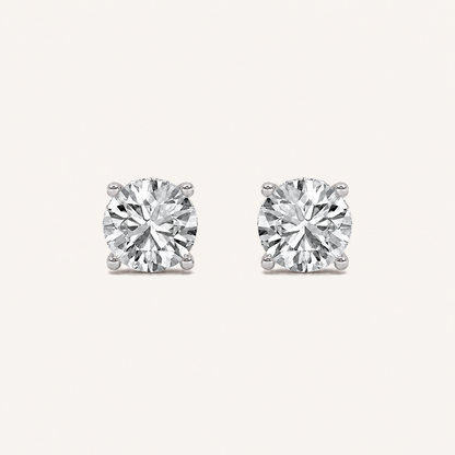 2CT Round Cut Lab Grown Diamond Hidden Halo Stud Earrings