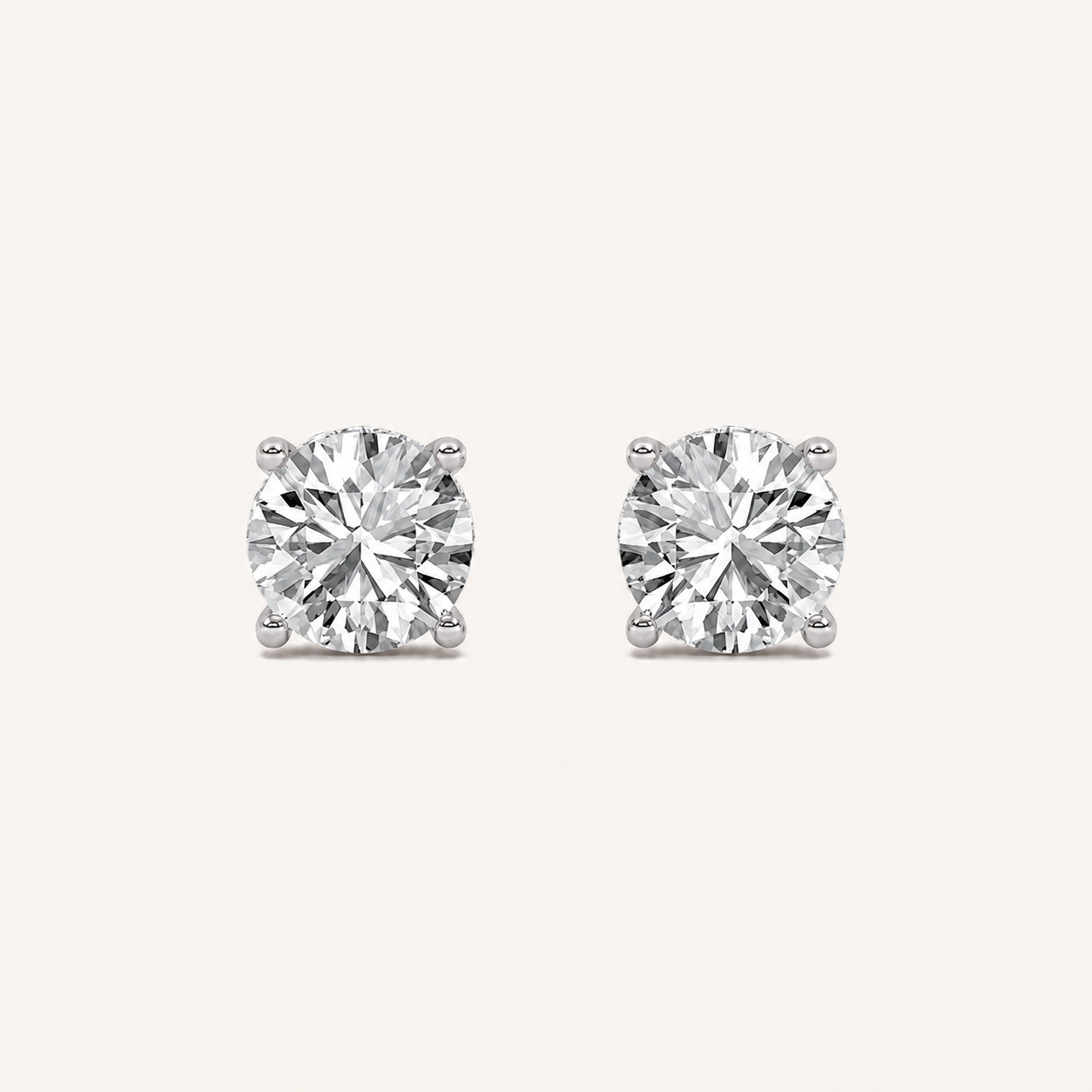 3CT Round Cut Lab Grown Diamond Hidden Halo Stud Earrings