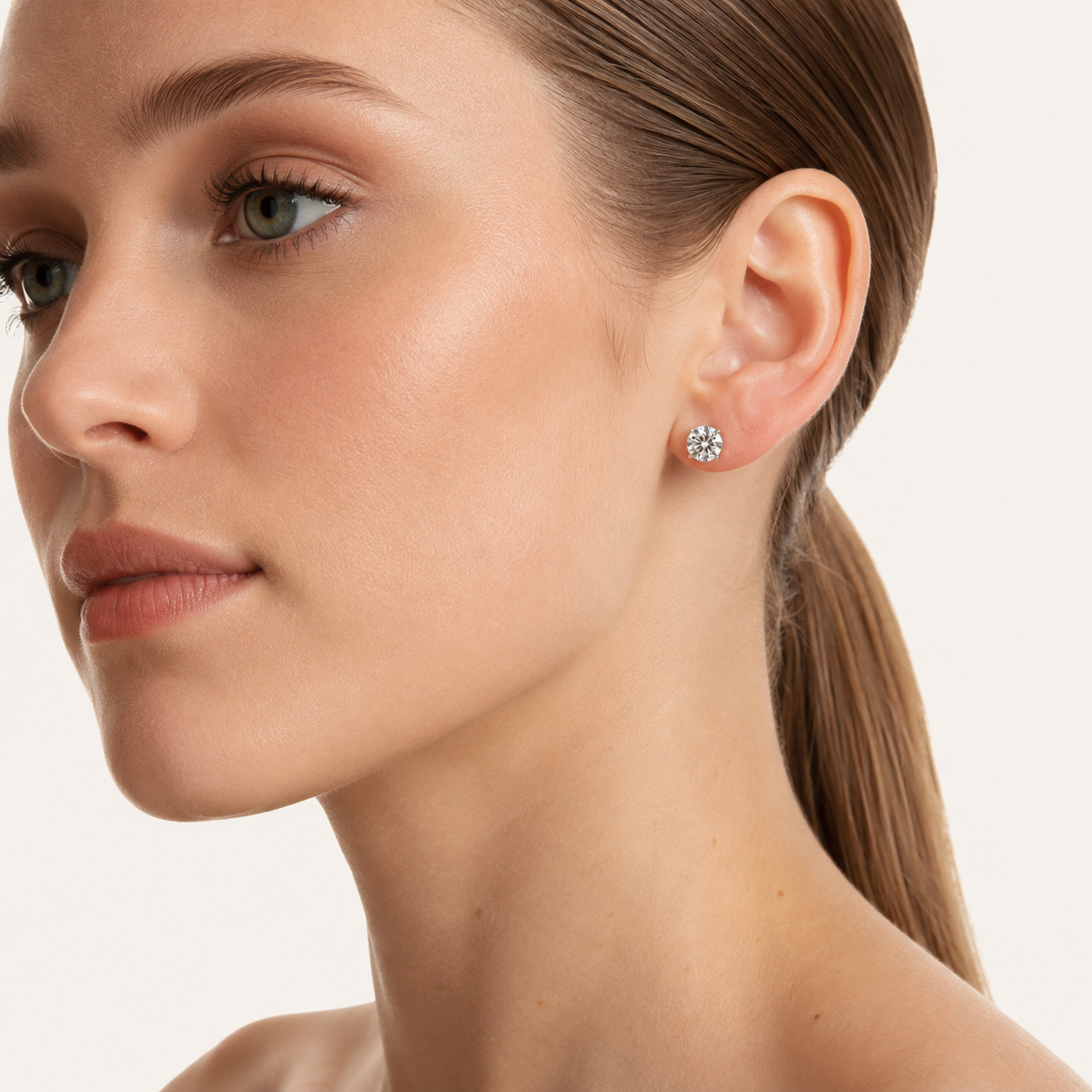 2CT Round Cut Lab Grown Diamond Hidden Halo Stud Earrings