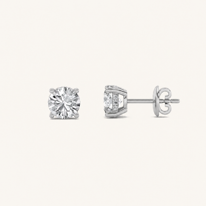 3CT Round Cut Lab Grown Diamond Hidden Halo Stud Earrings