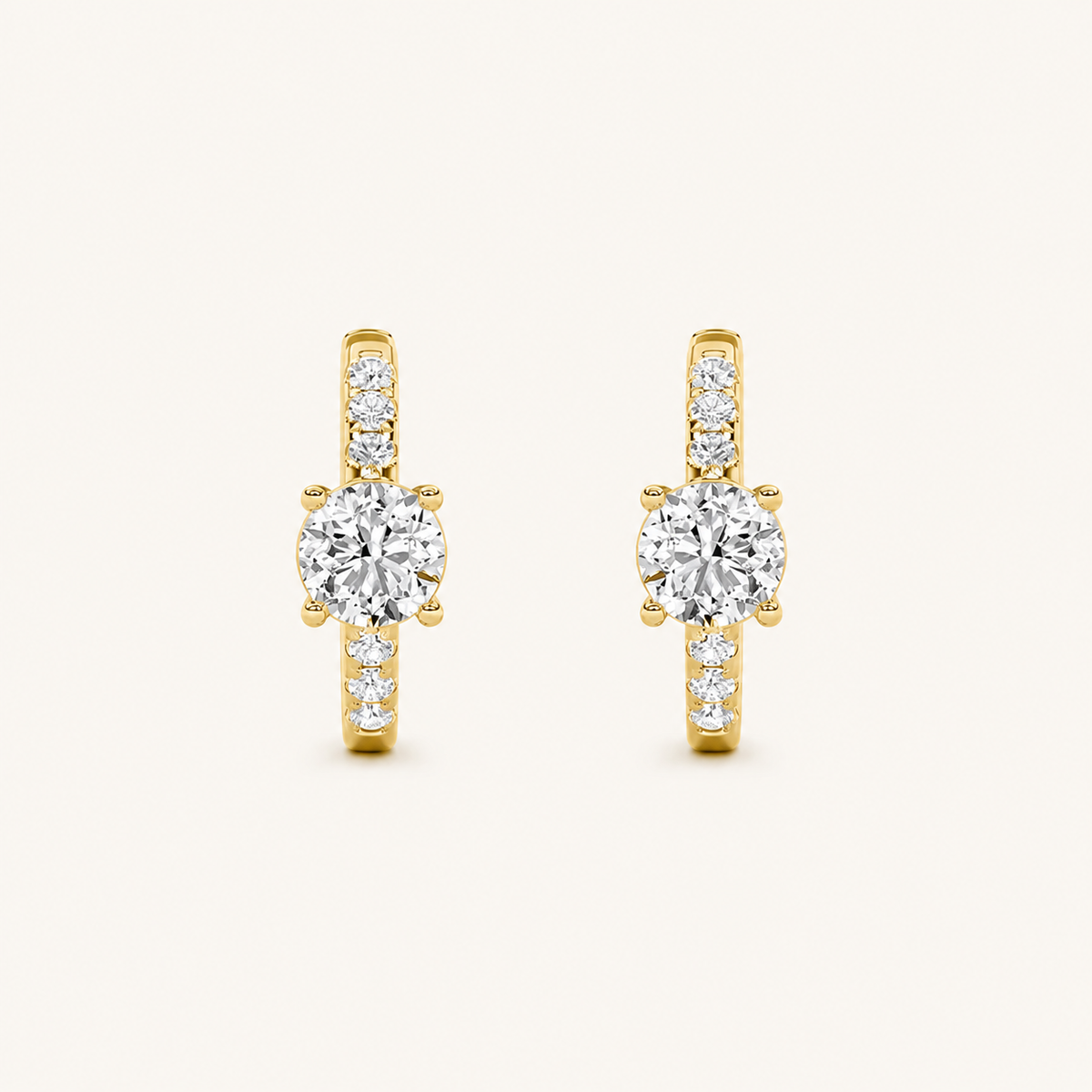1.5CT Round Cut Lab Grown Diamond Solitaire Accent Huggie Earrings