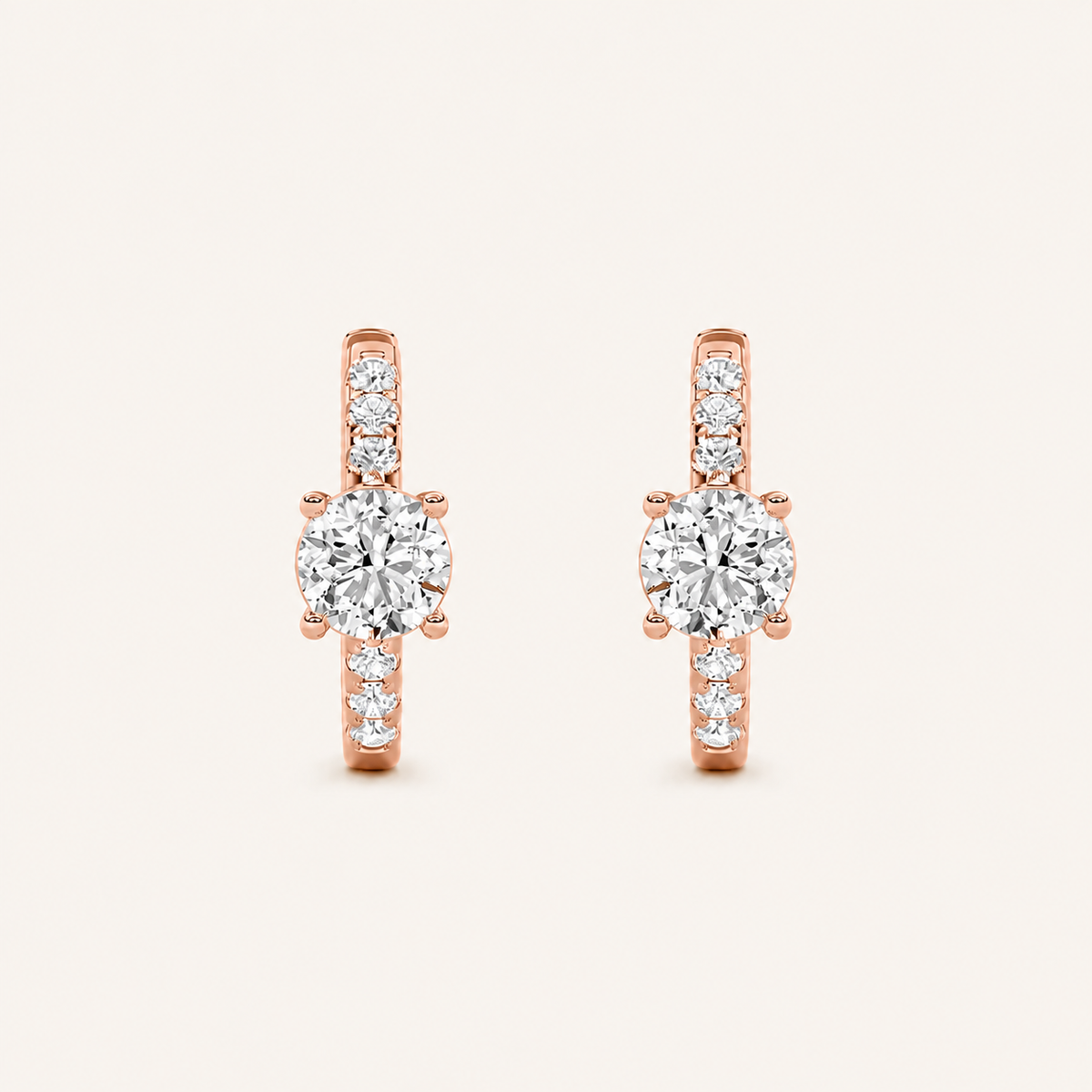 1.5CT Round Cut Lab Grown Diamond Solitaire Accent Huggie Earrings