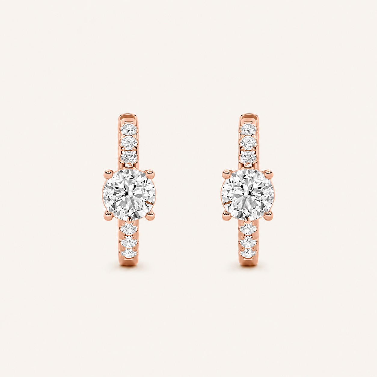 1.5CT Round Cut Lab Grown Diamond Solitaire Accent Huggie Earrings