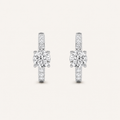 1.5CT Round Cut Lab Grown Diamond Solitaire Accent Huggie Earrings