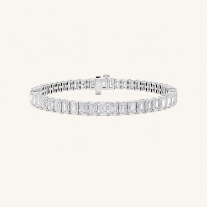 12.5CT Emerald Cut Lab Grown Diamond Tennis Bracelet