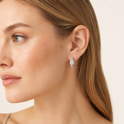 1.5CT Princess Cut Diamond Earring