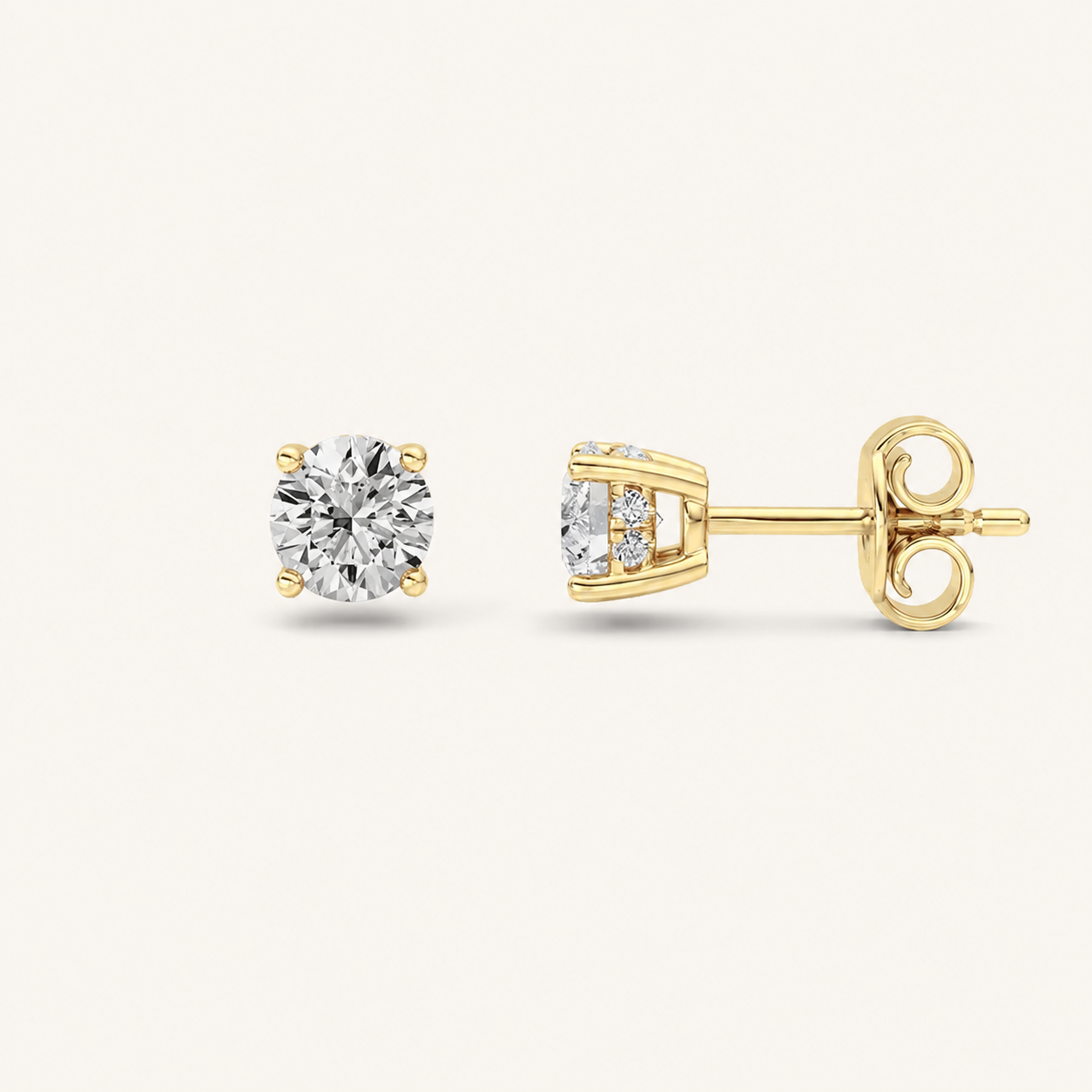 1.5CT Round Cut Lab Grown Diamond Hidden Halo Stud Earrings