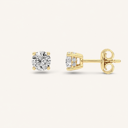 1.5CT Round Cut Lab Grown Diamond Hidden Halo Stud Earrings