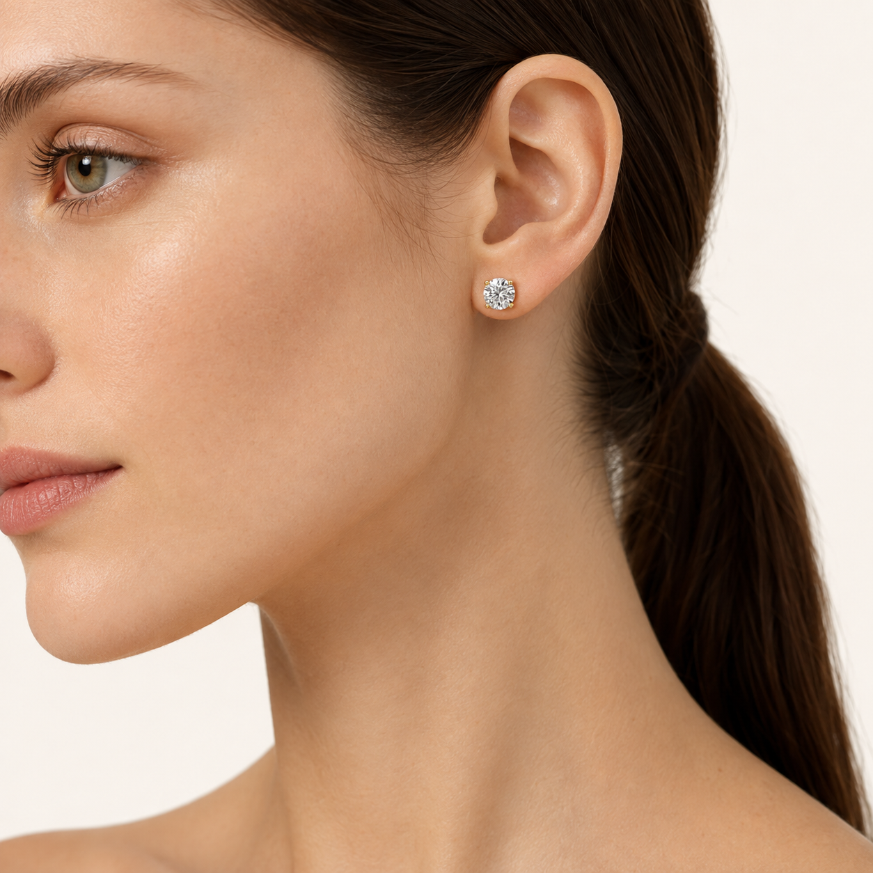 1.5CT Round Cut Lab Grown Diamond Hidden Halo Stud Earrings
