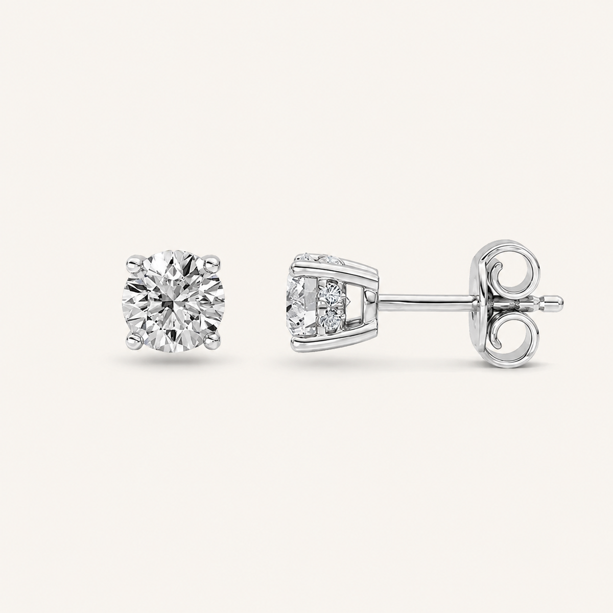 1.5CT Oval Cut Lab Grown Diamond Solitaire Accent Huggie Earrings
