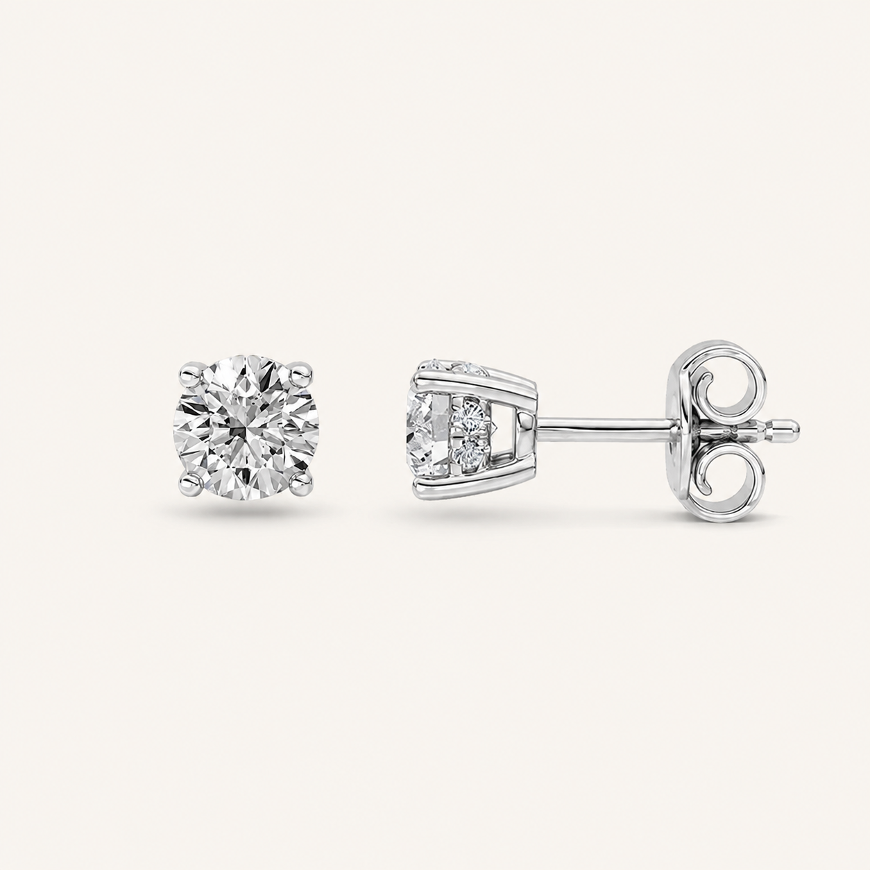 1.5CT Oval Cut Lab Grown Diamond Solitaire Accent Huggie Earrings