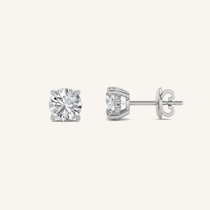 1CT Round Cut Lab Grown Diamond Hidden Halo Stud Earrings