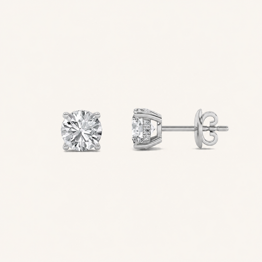 1CT Round Cut Lab Grown Diamond Hidden Halo Stud Earrings