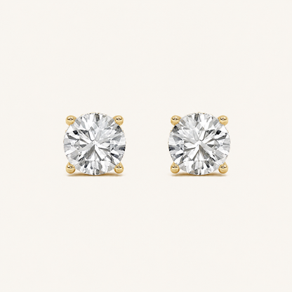 1CT Round Cut Lab Grown Diamond Hidden Halo Stud Earrings