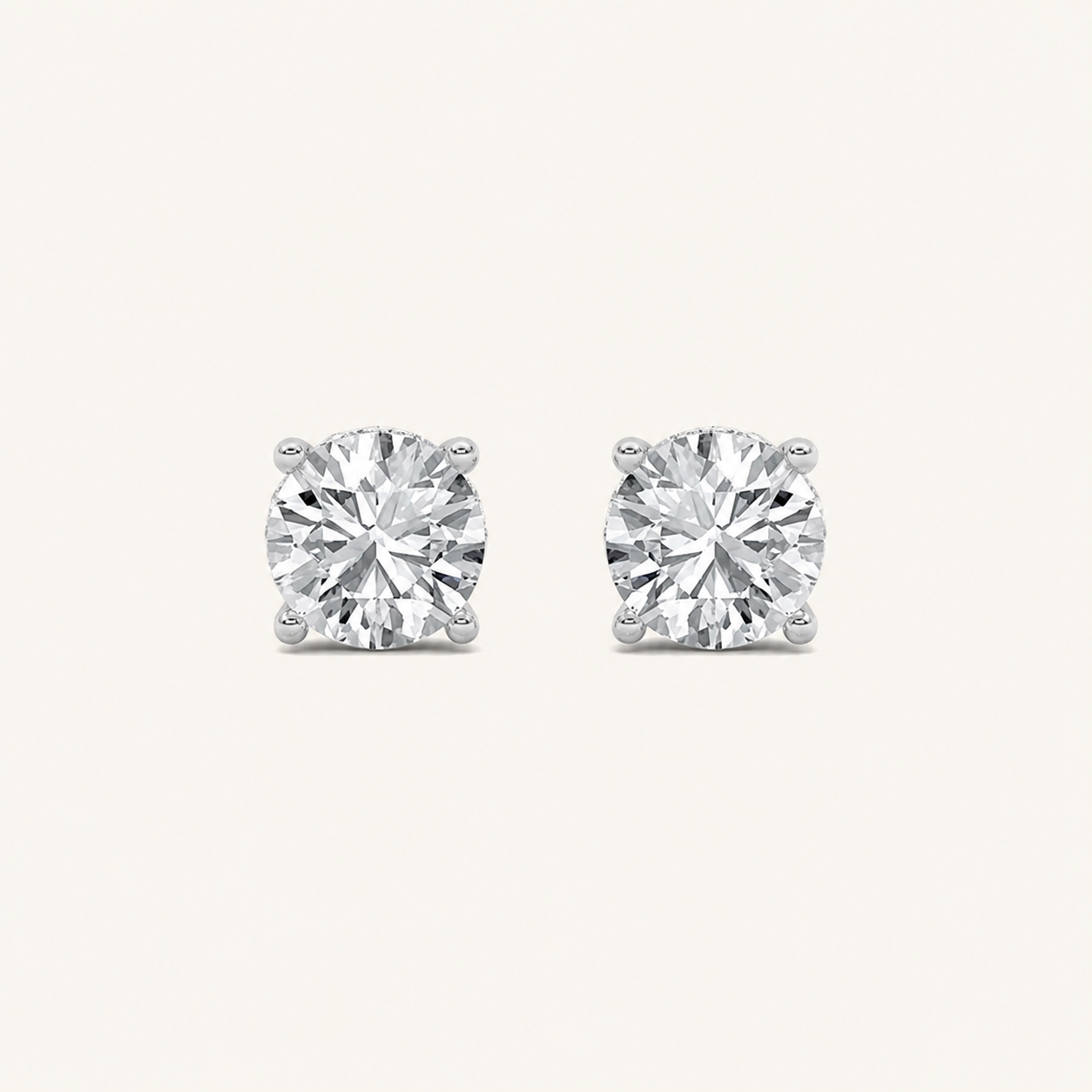 1CT Round Cut Lab Grown Diamond Hidden Halo Stud Earrings