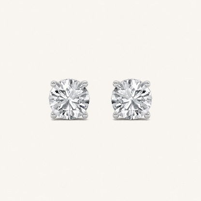 1CT Round Cut Lab Grown Diamond Hidden Halo Stud Earrings