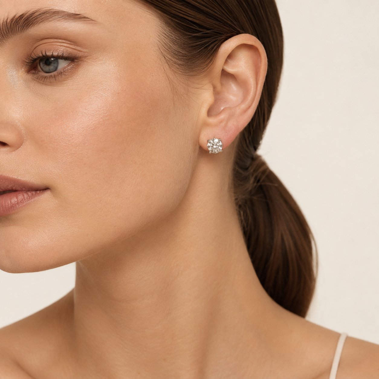 1CT Round Cut Lab Grown Diamond Hidden Halo Stud Earrings