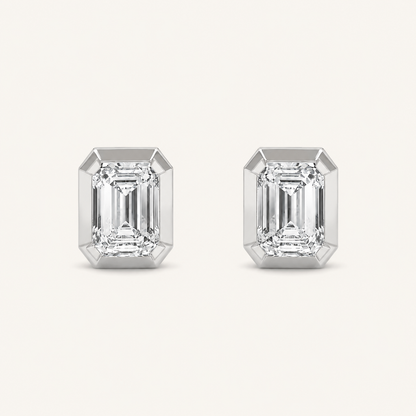 3CT Emerald Cut Lab Grown Diamond Stud Earrings