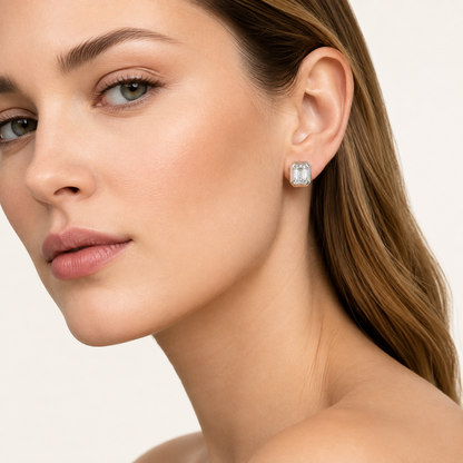 3CT Emerald Cut Lab Grown Diamond Stud Earrings