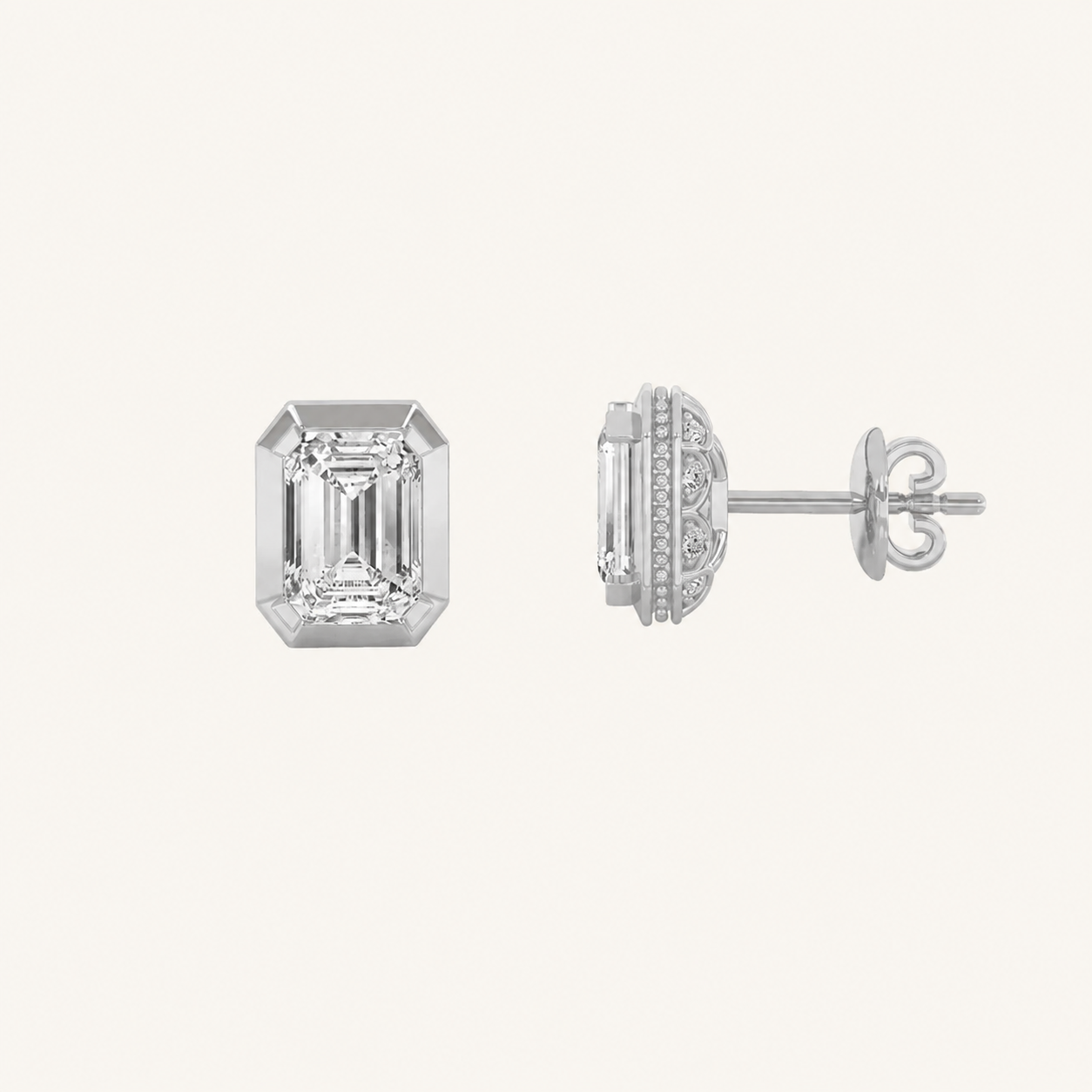 3CT Emerald Cut Lab Grown Diamond Stud Earrings