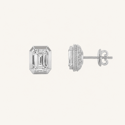 3CT Emerald Cut Lab Grown Diamond Stud Earrings