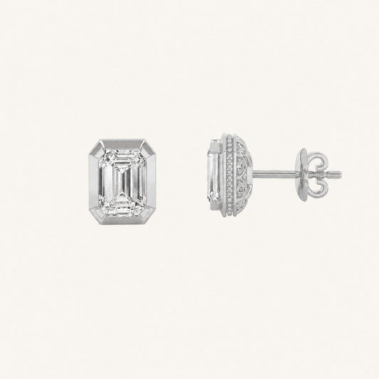 3CT Emerald Cut Lab Grown Diamond Stud Earrings
