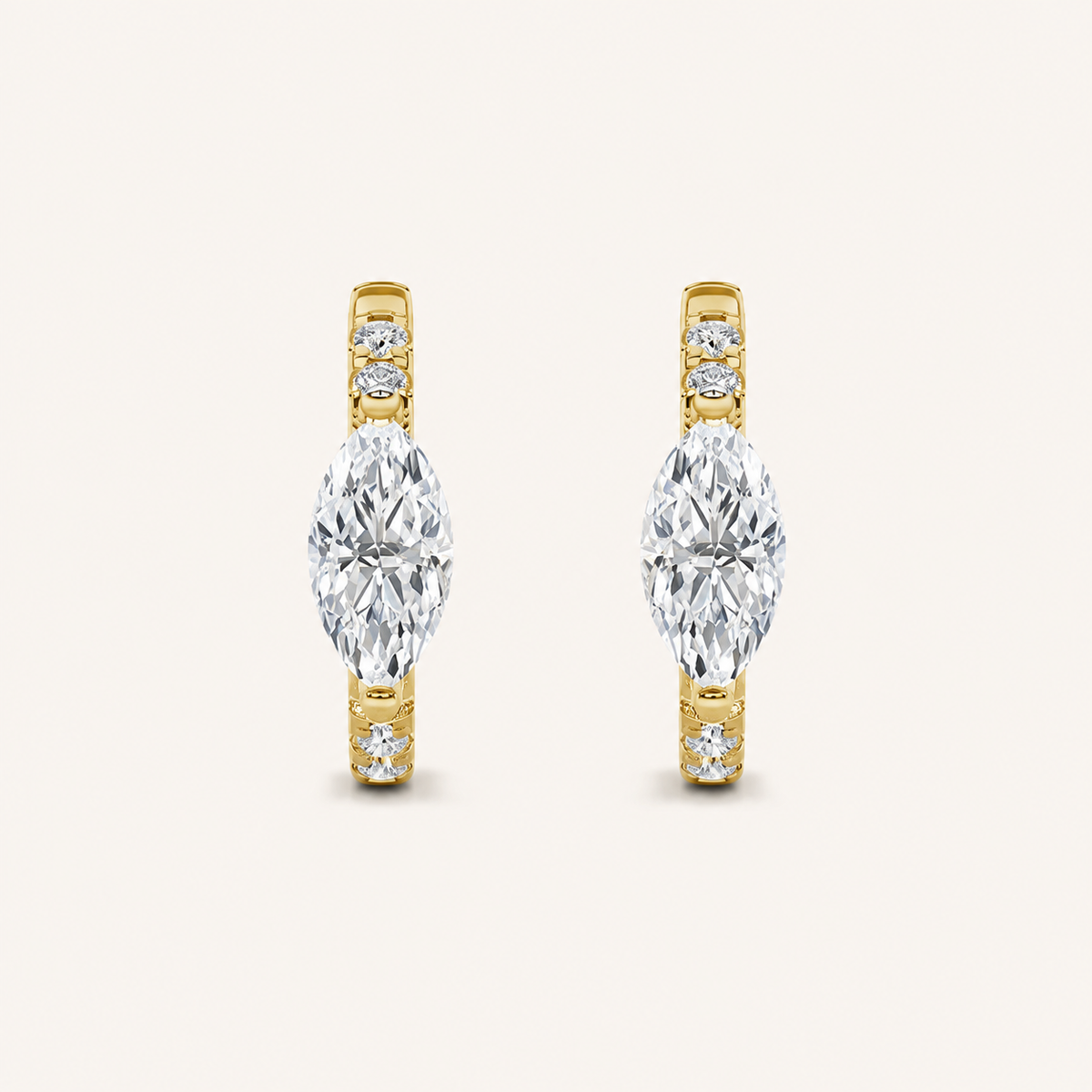 1.5CT Marquise Cut Lab Grown Diamond Solitaire Accent Huggie Earrings