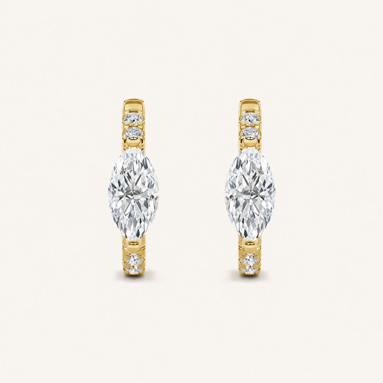 1.5CT Marquise Cut Lab Grown Diamond Solitaire Accent Huggie Earrings