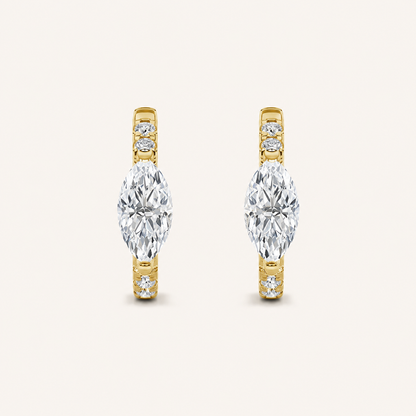 1.5CT Marquise Cut Lab Grown Diamond Solitaire Accent Huggie Earrings