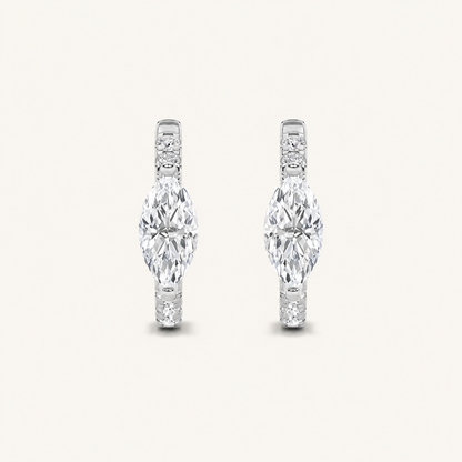 1.5CT Marquise Cut Lab Grown Diamond Solitaire Accent Huggie Earrings