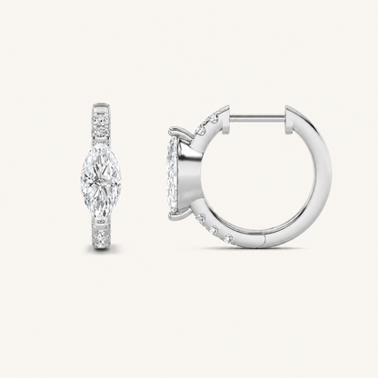 1.5CT Marquise Cut Lab Grown Diamond Solitaire Accent Huggie Earrings