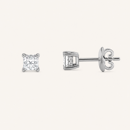 3CT Princess Cut Lab Grown Diamond Hidden Halo Stud Earrings